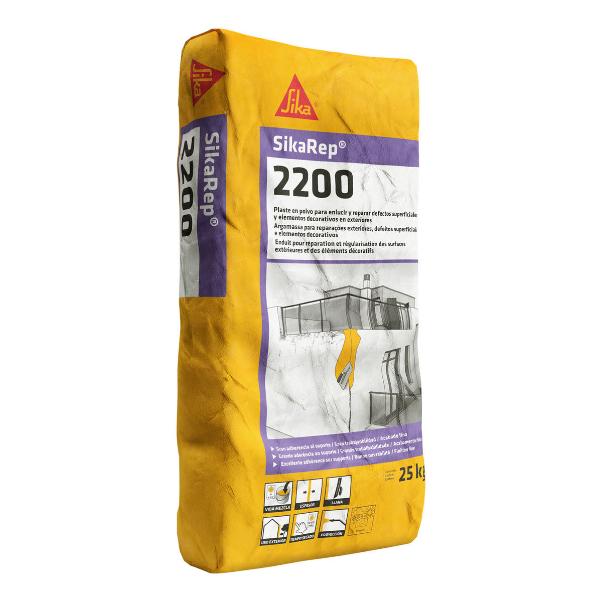 Saco de 25 kg de SikaRep®-2200 de Sika, mortero de reparación tixotrópico R2 de fraguado rápido para hormigón - Vetonek