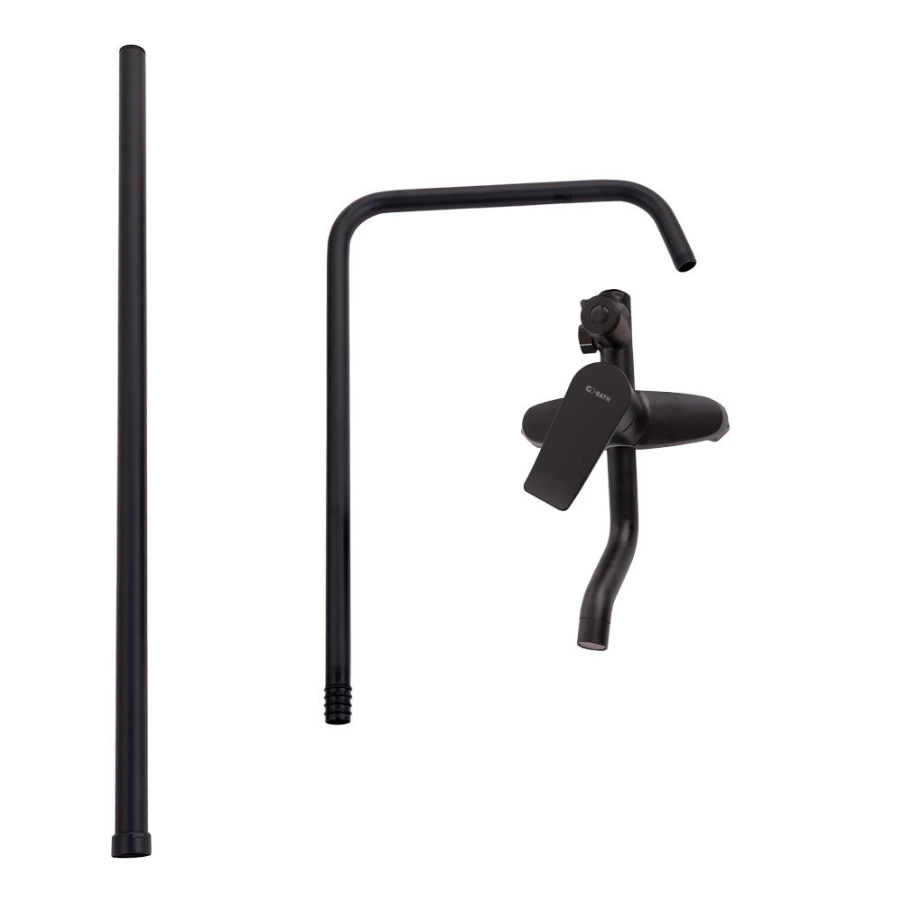 Conjunto Ducha Latón/Zinc - Acero Inoxidable- ABS, Negro, Agua Caliente-Fría, Monomando — Vetonek (12)
