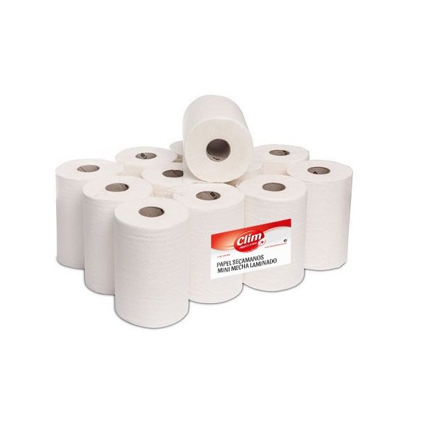 Papel Secamanos Laminado Mini Mecha Doble Capa - Pack 12 Rollos Vetonek