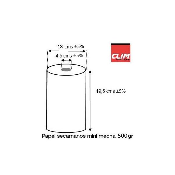 Papel secamanos mini mecha 2 capas Clim Profesional - Pack 12 rollos Vetonek