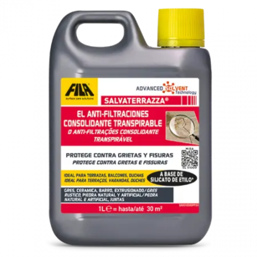 Salvaterrazza - Antifiltraciones Consolidante Transpirable – Fila, Hidrófugo, Protección – Protección y Reparación para Superficies Exteriores Salvater