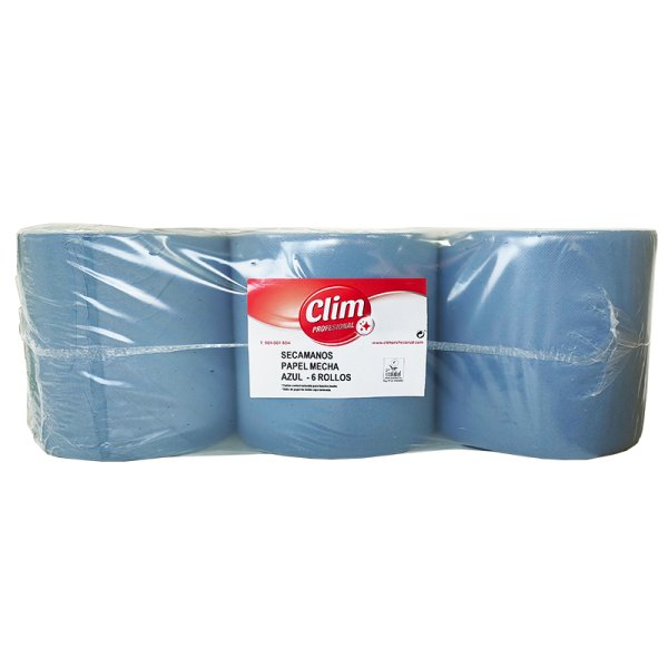 Papel secamanos mecha azul ecológico - Pack 6 rollos Vetonek