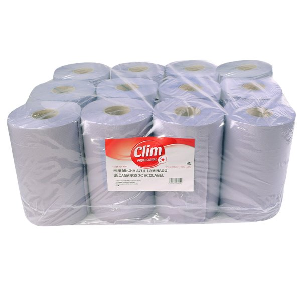 Papel Secamanos Mini Mecha Azul 2 Capas - Pack de 12 Rollos Vetonek