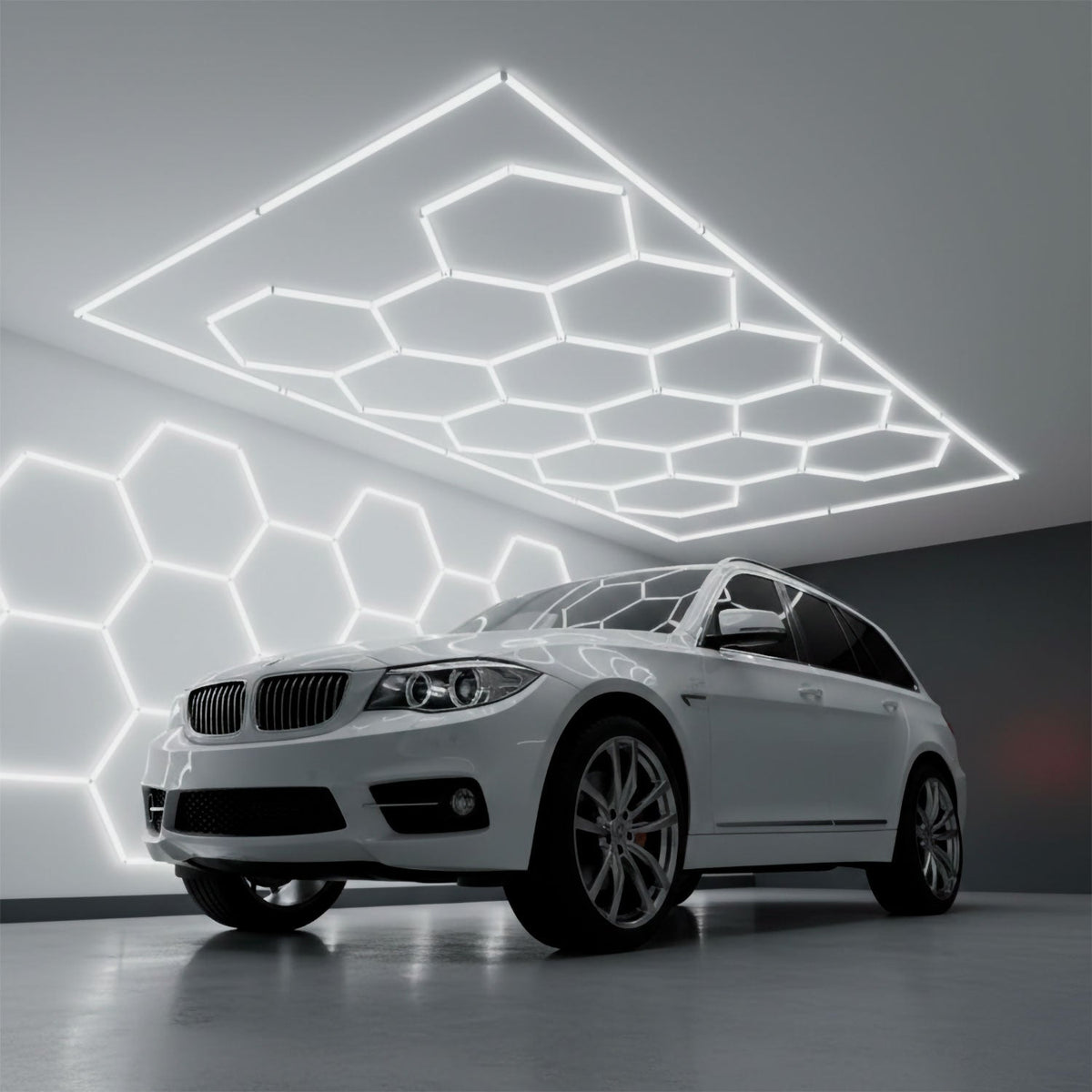Lámpara LED hexagonal - 6000K - 14 hexágonos + Rectángulo 500cm — Vetonek