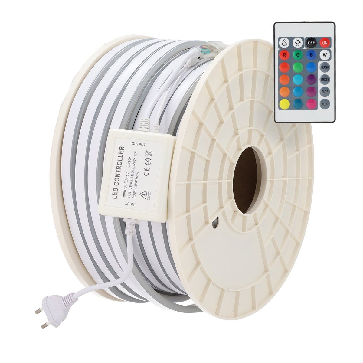 Tira Flexible LED 12W/M 230VAC 80LEDs/M SMD3535 22Lm/LED IP65 50 Metros RGB — Vetonek
