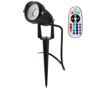 Foco Led con Pincho Jardín 5W 60º IP65 RGBW Acabado Negro con Mando a Distancia — Vetonek