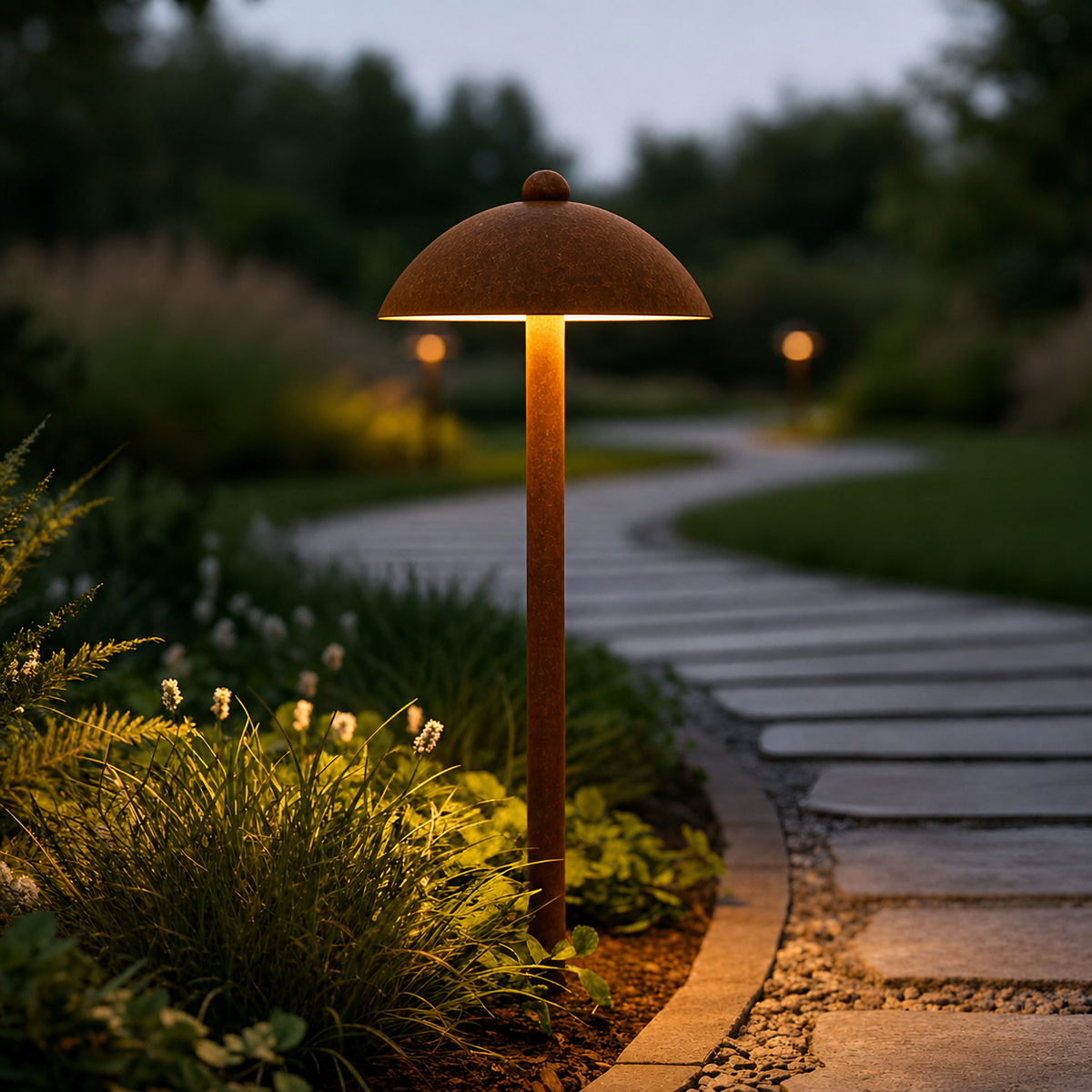 Baliza LED Exterior "Sarh" 70cm 7W 220VAC 3000ºK Marron Oxido — Vetonek