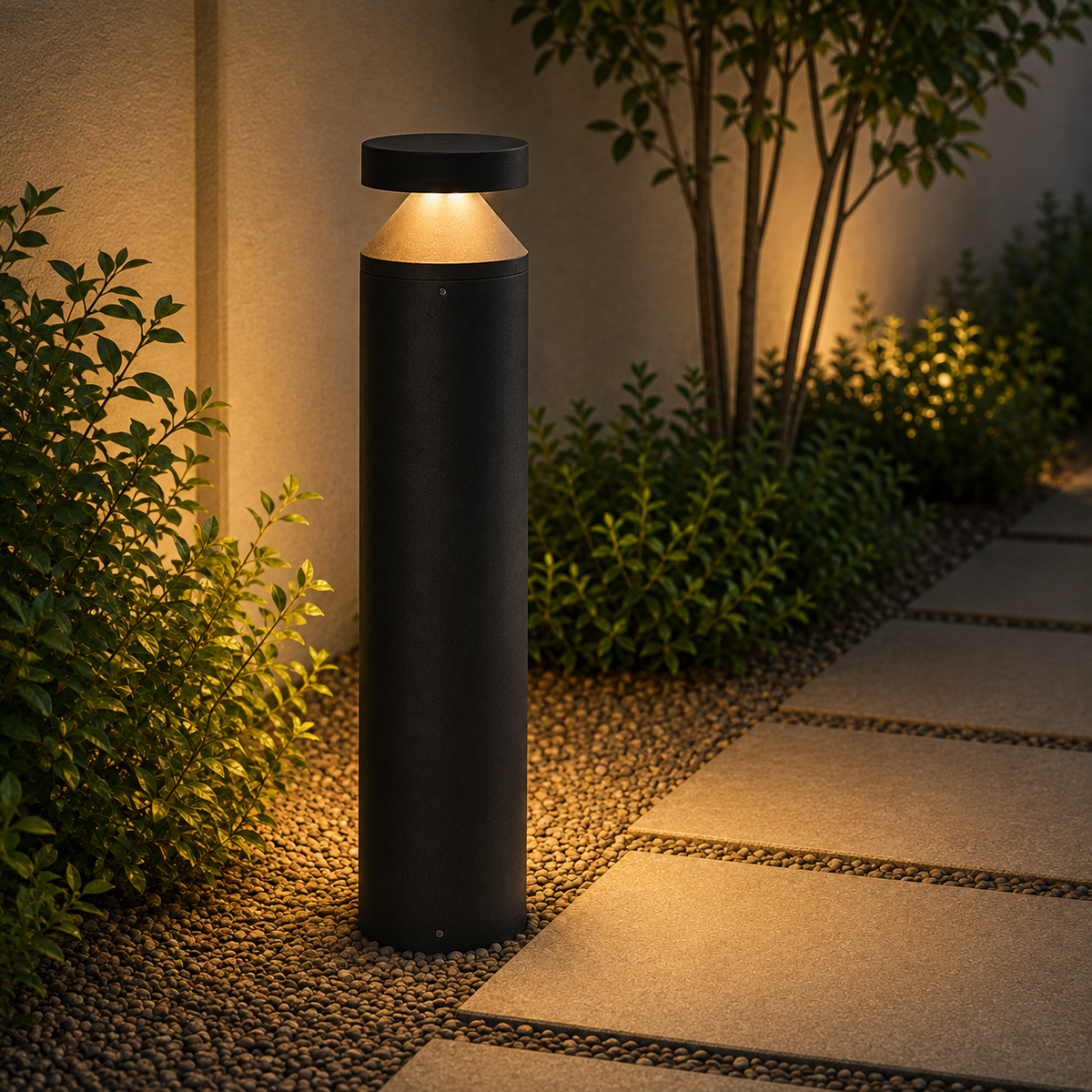 Baliza LED Exterior Chip Osram 220VAC IP65 2700ºK Negro — Vetonek