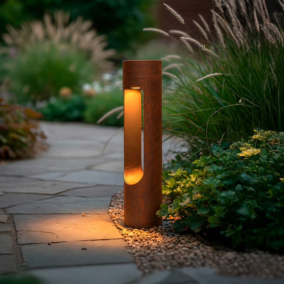 Baliza LED Exterior "Corona" 40cm 10W 220VAC 3000ºK Marron Oxido — Vetonek