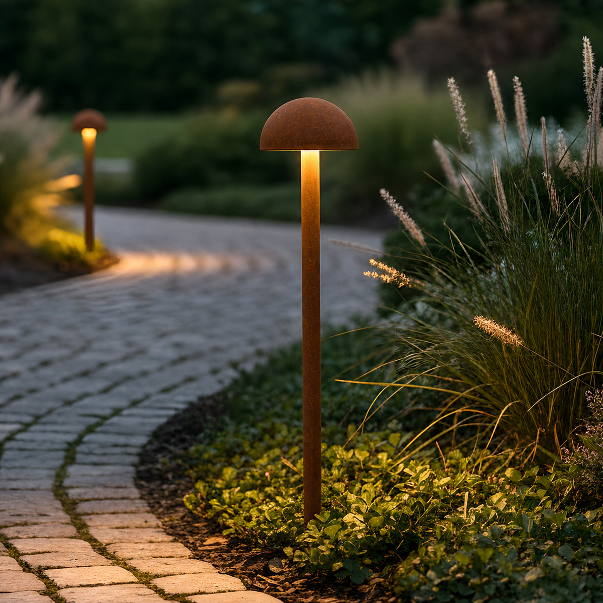 Baliza LED Exterior "Ocala" 60cm 12W 220VAC 3000ºK Marron Oxido — Vetonek