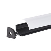 Perfíl Aluminio Negro para Tira LED Instalación Esquinas - Difusor Opal x 2M — Vetonek (2)