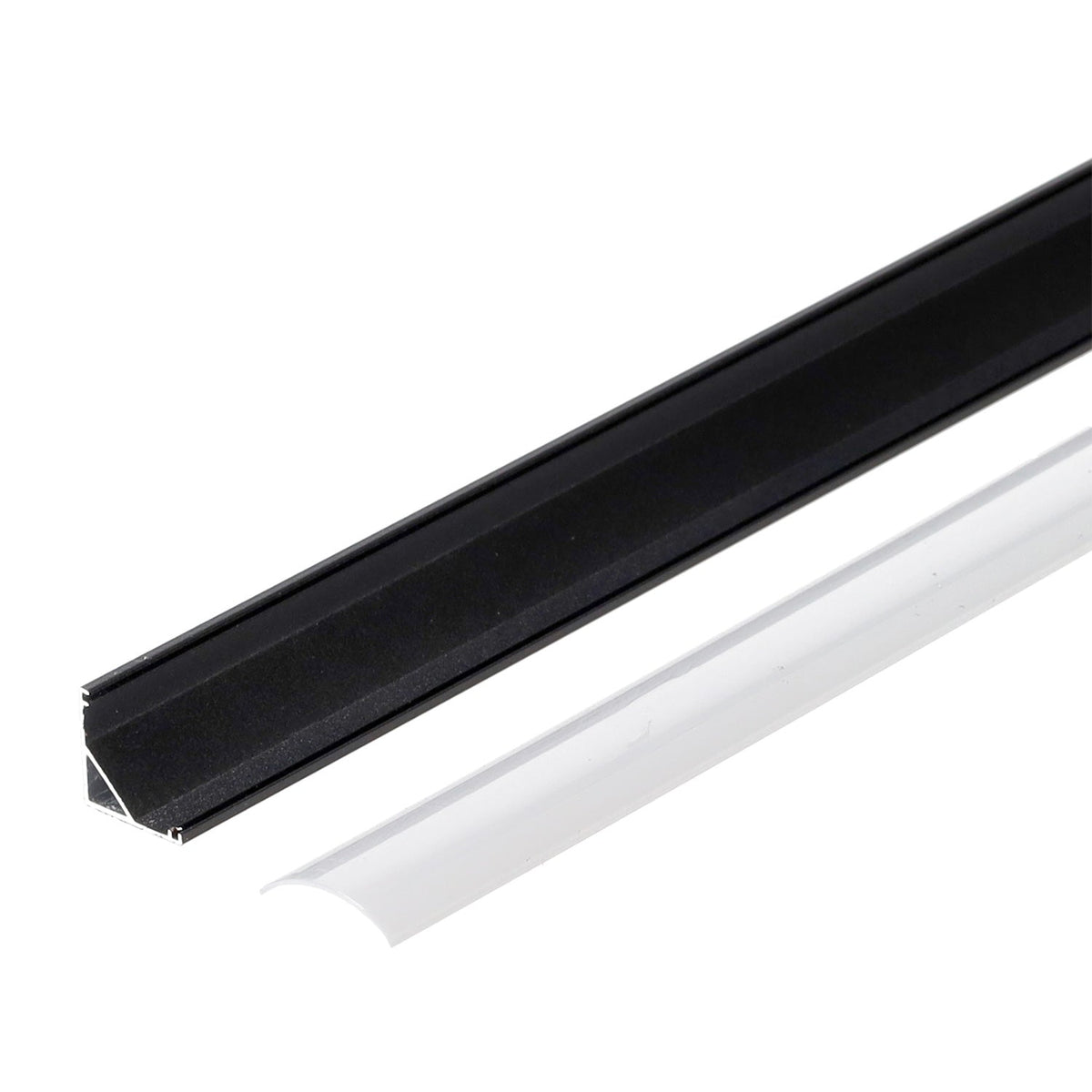 Perfíl Aluminio Negro para Tira LED Instalación Esquinas - Difusor Opal x 2M — Vetonek (3)