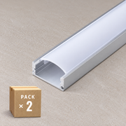 Pack 2 Perfil de Aluminio para LEDs Difusor Opal Tira 2M — Vetonek