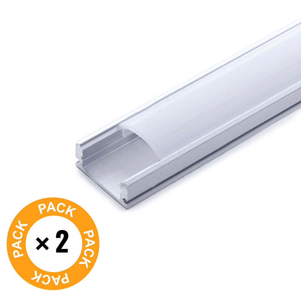 Pack 2 Perfil de Aluminio para LEDs Difusor Opal Tira 2M — Vetonek (2)