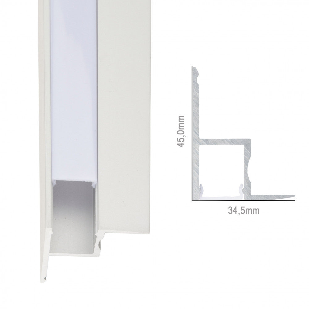 Perfíl Aluminio para Tira LED Instalación Techos Difusor Opal x 1M — Vetonek
