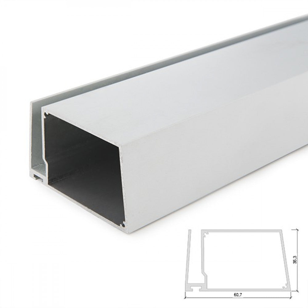 Perfíl Aluminio para Tira LED Estanterías Cristal Espesor 8mm - Alojamiento Transformador x 2M — Vetonek