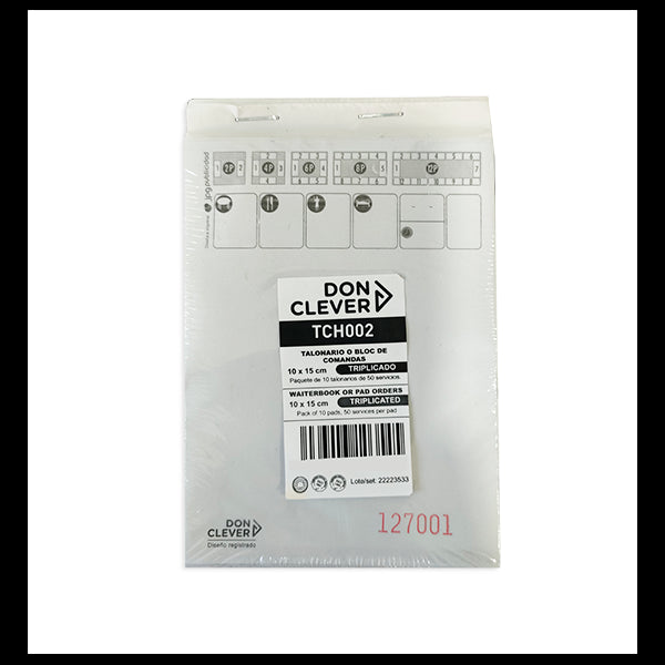Bloc de notes pour commandes de serveurs - Pack de 10 unités Vetonek