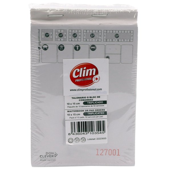 Bloc de notes pour commandes de serveurs - Pack de 10 unités Vetonek