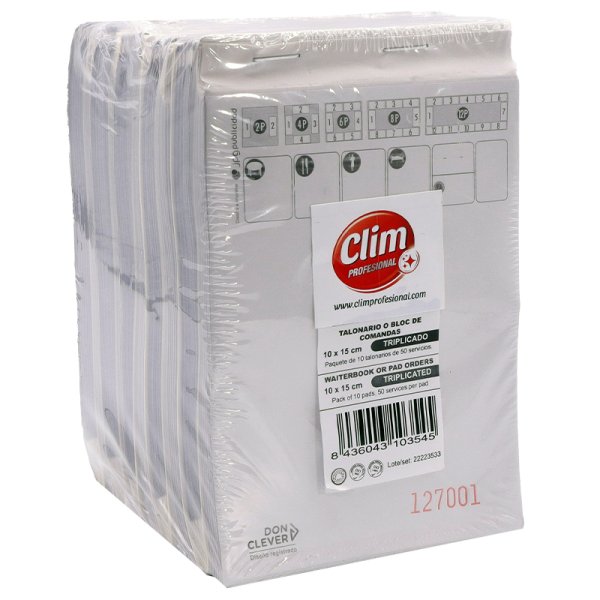 Bloc de notes pour commandes de serveurs - Pack de 10 unités Vetonek