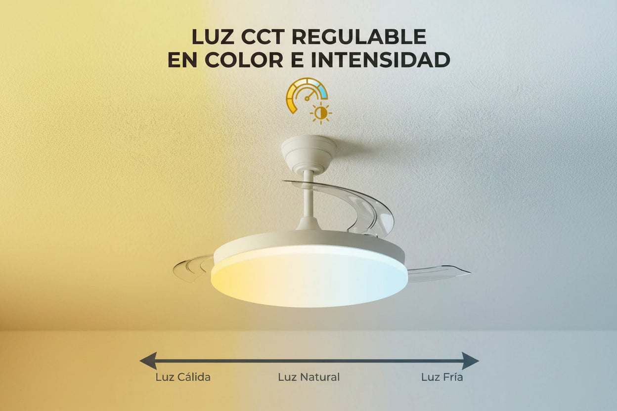 Ventilateur de plafond et lampe avec fonction Été-Hiver 48W - Vetonek