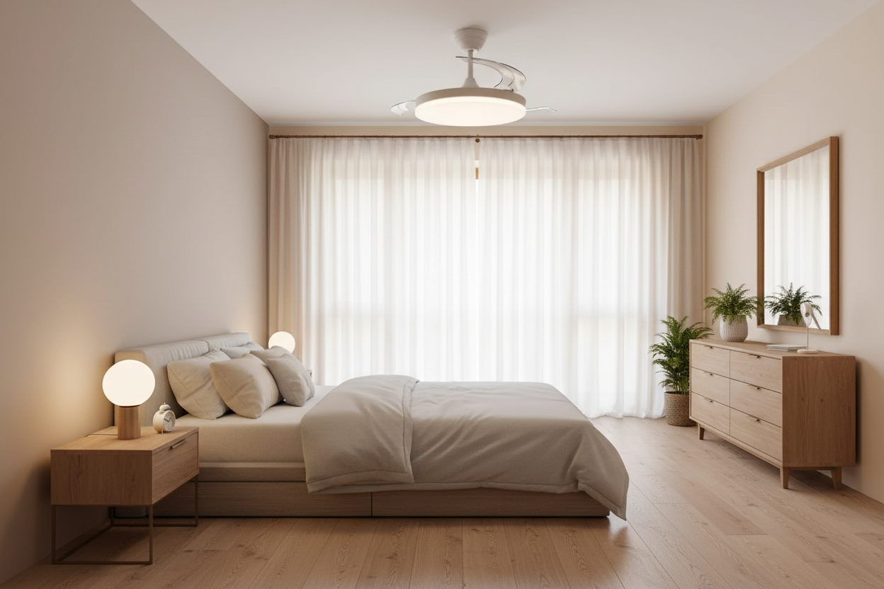 Ventilateur de plafond et lampe avec fonction Été-Hiver 48W - Vetonek