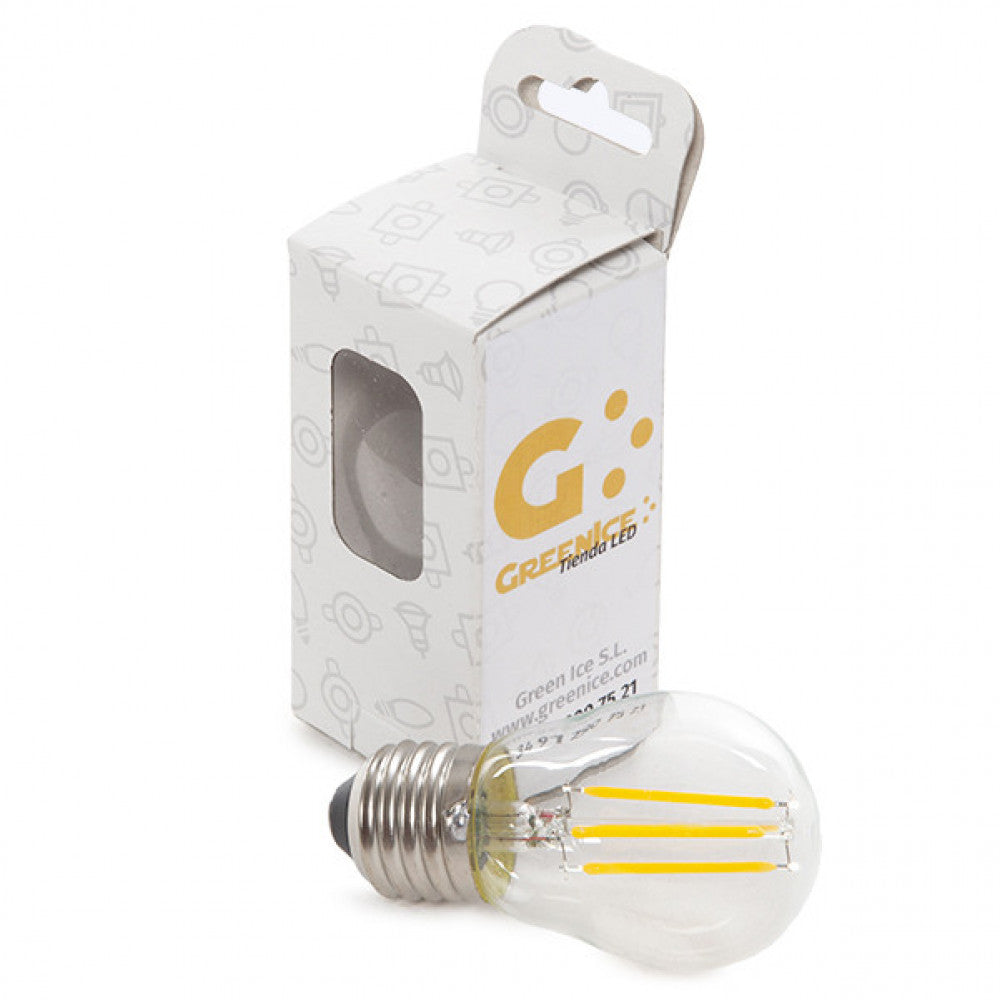 Bombilla LED E27 4W 288Lm 2700ºK Filamento G45 Estuche Personalizado — Vetonek